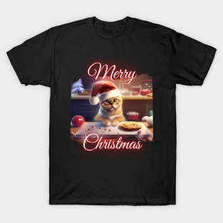 Merry Xmas, Cute Cat Helps Bake Cookies (en) T-Shirt